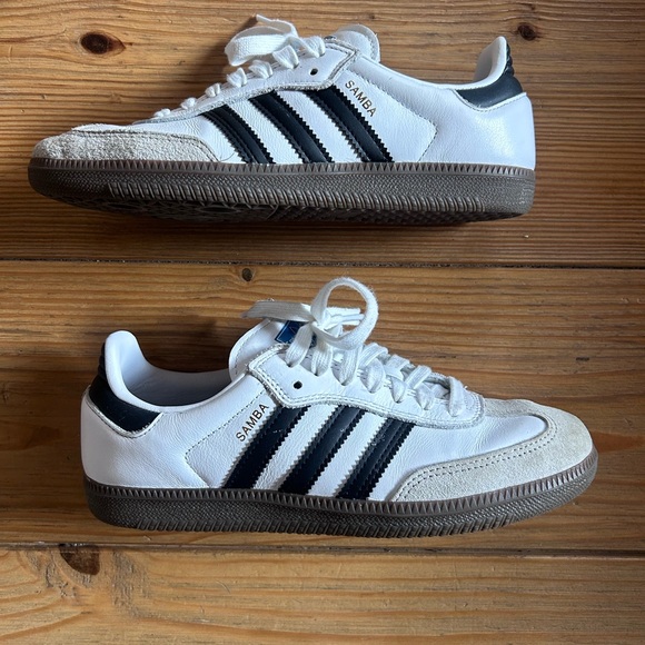 Adidas Samba OG White and Black Sneakers with Brown Sole Size 7 - Picture 2 of 8